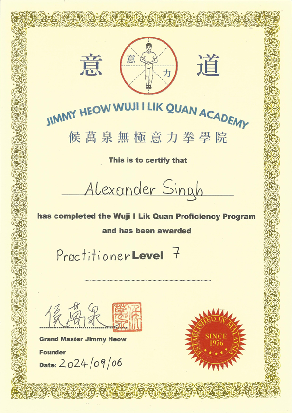 Wuji I Liq Quan Practitioner Level 7 Wuji I Liq Quan Practitioner Level 7